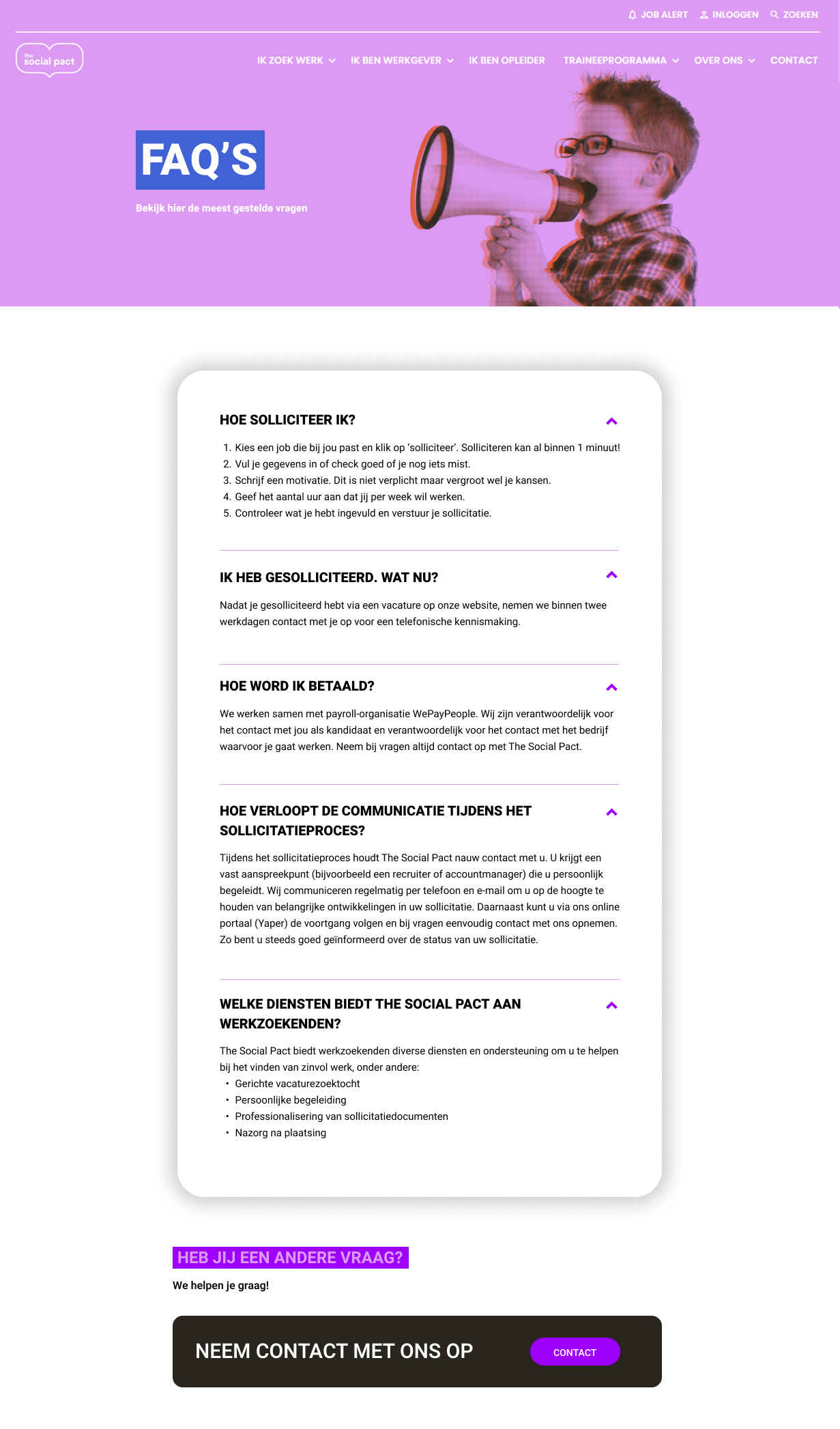 FAQ-pagina ontwerp accordion.
